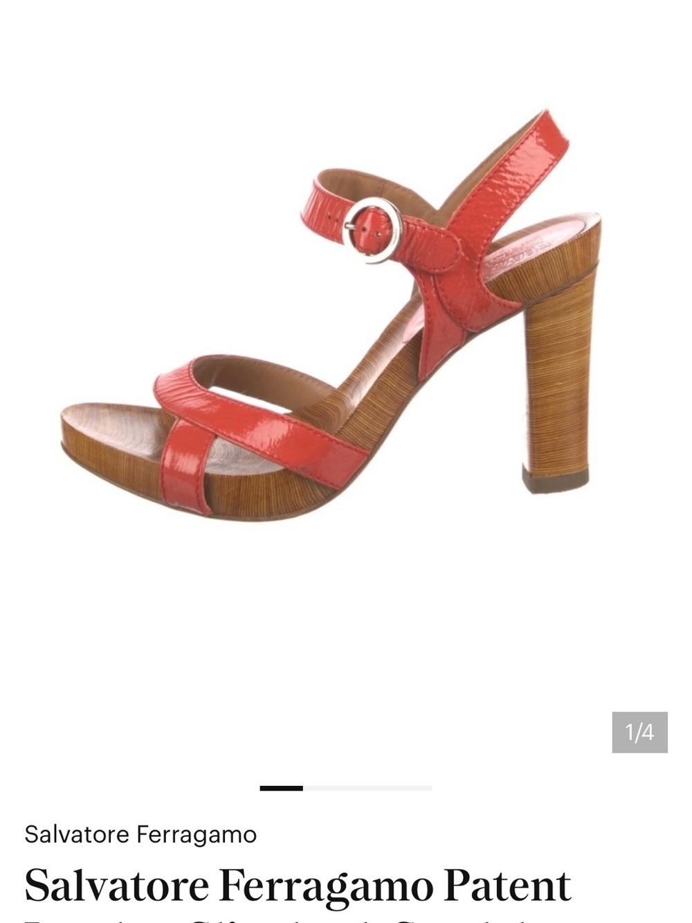 Salvatore Ferragamo Coral-Red Patent Leather Platform Sandals